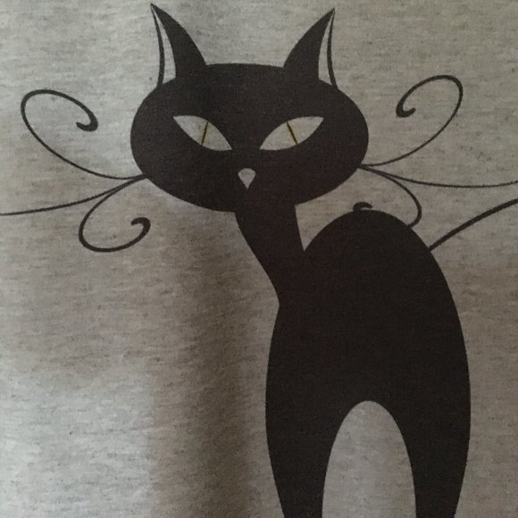 Black cat, Grey T-shirt - Picture 2 of 2
